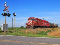 With work completed at Elmstead, CP 3015 and newly minted 2212 head eastward at mile 88.1 on the CP's Windsor Sub with train T29. The crew will work in Chatham and Kent Bridge before returning to Windsor.