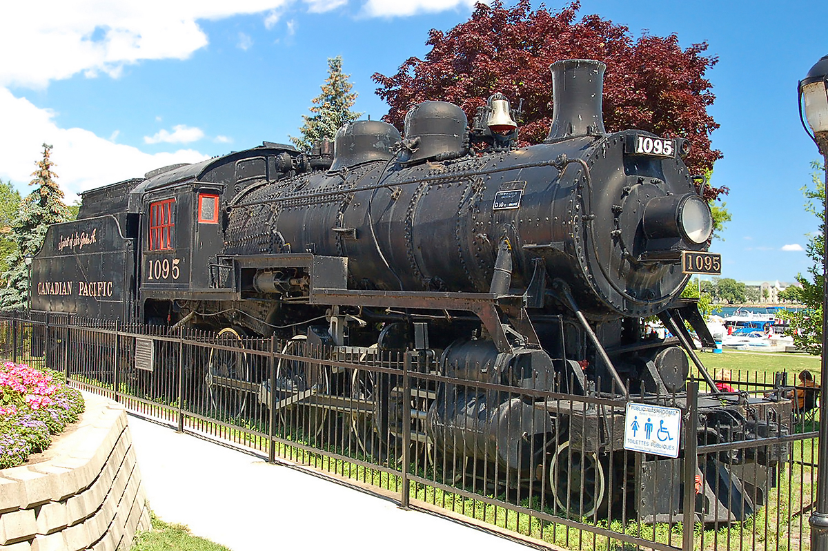 Canadian Pacific D10h 4-6-0 #1095, "Spirit of Sir John A.", on display in Kingston, ON. Built by Canadian Locomotive Co, Kingston, ON, 1913. For more pics & video from my collection see  http://northamericabyrail.info