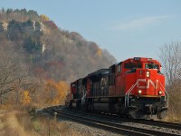 CN SD70M-2 #8919 leads a westbound CN freight up the Niagara escarpment at Dundas, ON. For more pics & videos from my collection see my website at <a href="http://northamericabyrail.info"> http://northamericabyrail.info </a>