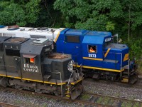 Not the most spectacular picture that I have taken, but given the circumstances it was one that I was happy to get because this pair of EMDs sure looked great side-by-side. RLK 3873 was backing into the yard as 330 moved forward, giving me a window of about 2 feet to snap a shot, or I would of had the Macnab Street bridge in the corner of the picture!