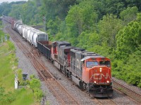 CN 422 makes its way through Bayview Junction with a SD75i in the lead and a large train in tow.  They will have work at Aldershot just a little down the line.