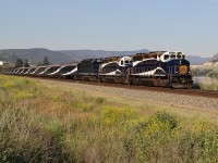GP40-2L(W) 8012, GP40-2 8016 and leased NREX GP50 2903 lead the Calgary section of the Rocky Mountaineer eastbound on the Shuswap Sub.