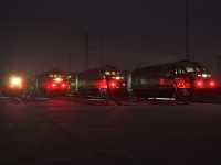 GO Transit MP40PHs are awaken from their slumber at 4:30am and readied for the mornings rush hour service to Toronto.