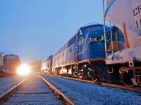 They say before death you'll see a light at the end of the tunnel but for these two F units, this bright light is of a GP38-2 coming into WGOA3 to lift both F units and 4 cars from the GJR. The units will travel on the London Pickup to Woodstock from there will be set off for the St. Thomas boys to lift then continue south to Salford where the shop staff will work there magic on one of the units for it's eventual return to active freight service. 
