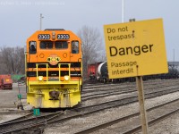 The new kid on the block, QGRY 2303 (Soon to be GEXR 2303 once the new logos arrive) is backing into the Kitchener Yard to park and send the crew home. If you follow the ladder track on the left, it leads to the wye - formerly the Bridgeport spur which once ran a few KM north.