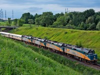 Very rare do you see passenger trains on a freight only subdivision but on this occasion VIA 602, a hospital train of equipment heads east on CN's York Subdivision at Beare. The last two trailing units and cars were involved in a washout in Togo, SK and are seen heading to Montreal. 