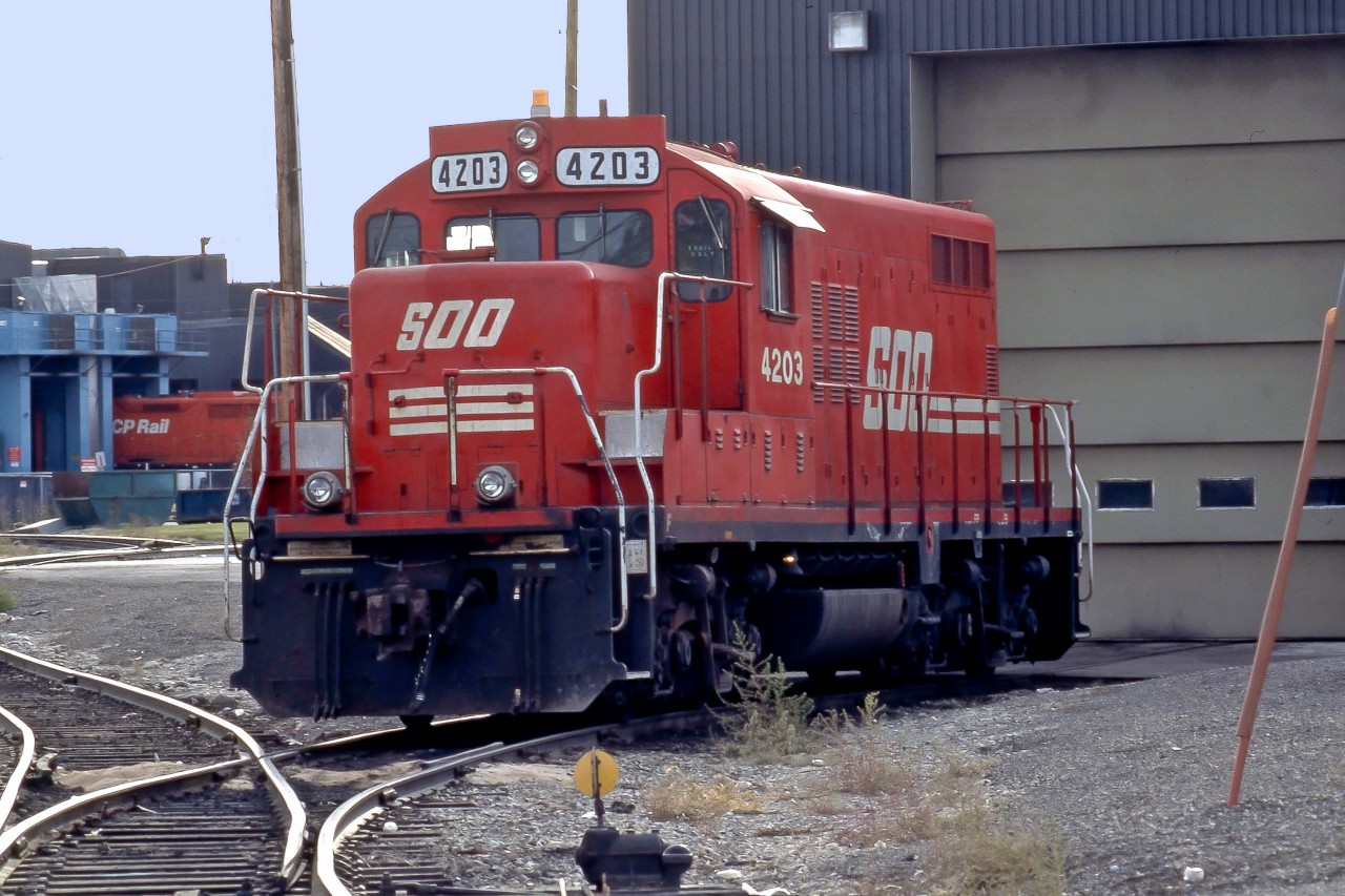 GP9 SOO 47203 sits outside the shops at CP's Alyth Yards inCalgary