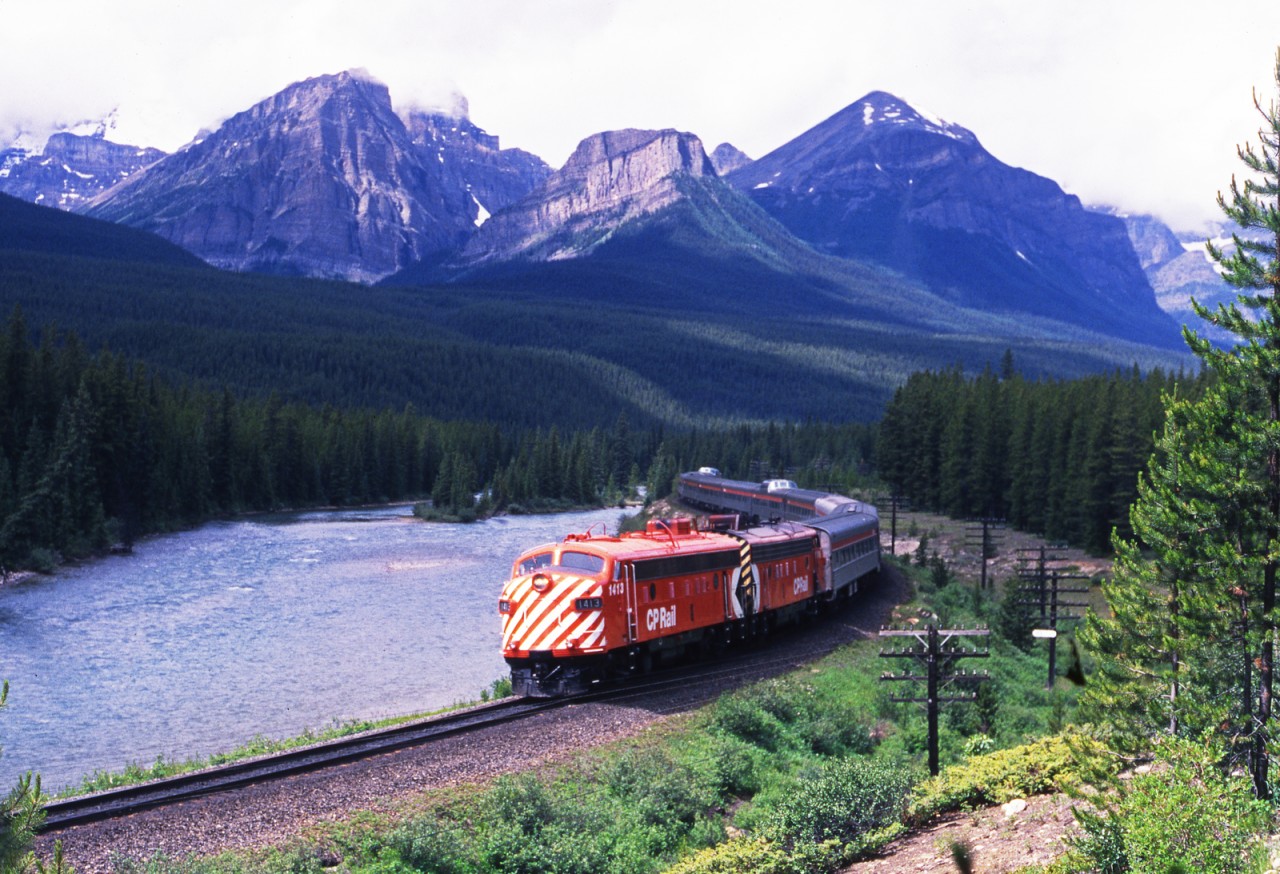 Eastbound CP train 2, the "Canadian" on famous Morant's curve.