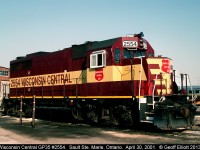 Well the Wisconsin Central wasn't all about SD45's and did, from time to time, show up with other power.  Here WC GP35 #2554 sits patiently waiting for it's next assignment out of Sault Ste. Marie.