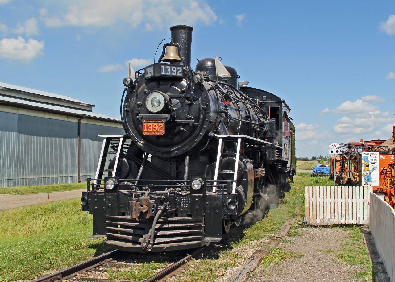 CN 1392 sits quietly off the end of the station waiting for her next run at the Alberta Railway Museum