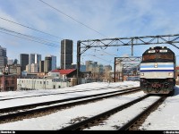 <B>Montreal skyline!</B> After leaving the "Gare Centrale" in Montreal downtown, AMT #808 is on the way to Mont-Saint-Hilaire.
