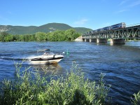 <B>Trains and water!</B> By a gorgeous summer day, AMT 816 is passing over the Richelieu river at Beloeil, Qc.
