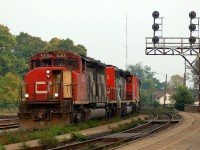 Not that long ago, SD40-2W's were common power. Here CN 5301 - CN 5323 - CN 2428 lead 331 on it's daily trip from Fort Erie to Sarnia