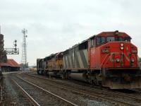 CN 392 performing some work in the yard with CN 5549 - WC 7525 - IC 6001 for power