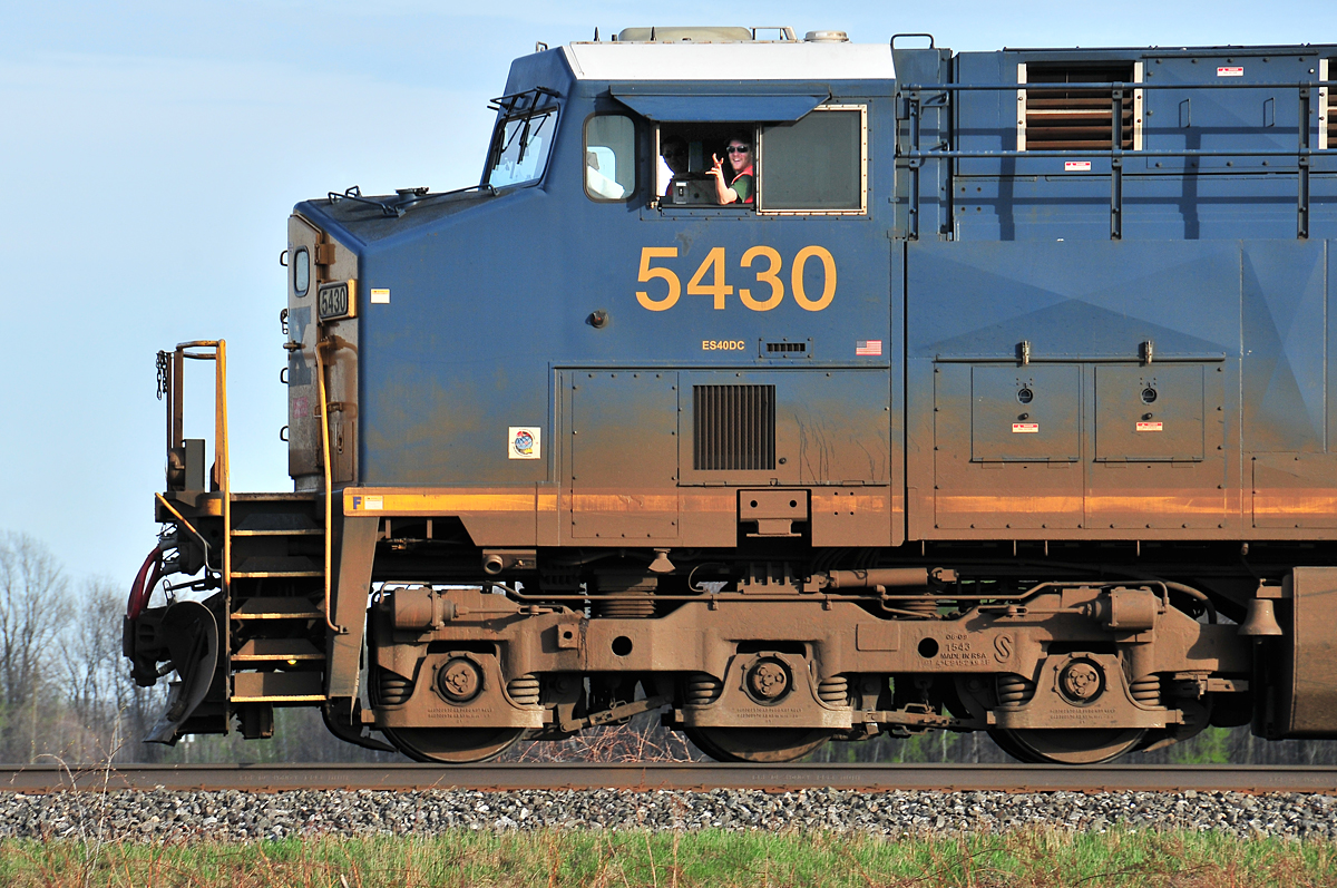 I call this one "The salute of the conductor!". This conductor, my friend Lorence Toutant, is also a railfan!