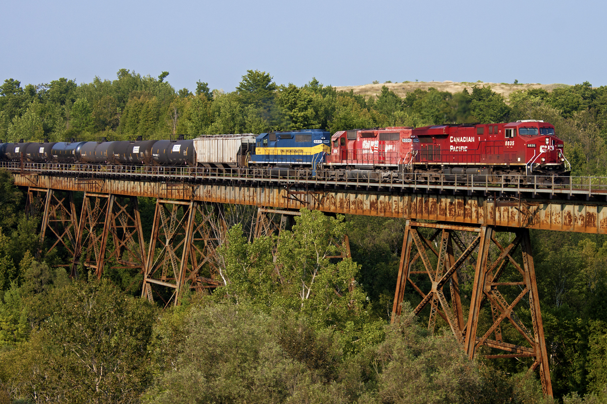 CP 643 travels west towards Toronto Yard with ethanol empties bound for the midwest.