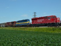 CP 641 with new SD30C-ECO 5010 on the point approaches Tilbury as it heads westbound towards Walkerville.