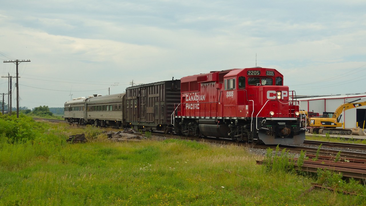 New GP20C-ECO 2205 leads the CP track geometry train eastbound thru Tilbury along the CP Windsor Sub.