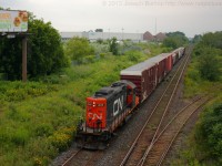 CN 580 has finished its work at Mabe and will be switching over to the North track at Massey's to work the industries on the North track.