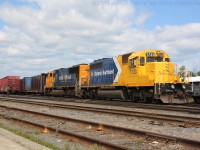 ONT 1733 and ONT 2104 sit in the yard in Englehart awaiting their call for duty on a Northbound freight.  1733 is wearing the most recent ONR paint scheme and looks a little different from when I last saw her.  Since last summer 1733 was involved in a grade crossing accident and its classification lights above its number boards have been removed.