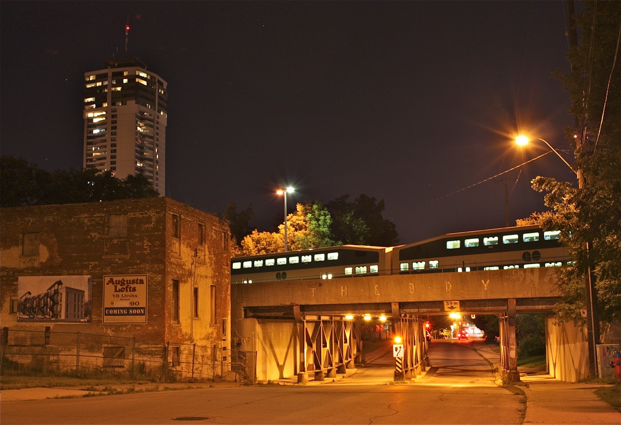 The Toronto, Hamilton & Buffalo RWY still survives in Hamilton, at least its name does, as seen on CPs Hamilton sub. bridge over Walnut St. GO Transit train sets are seen spending the night on the elevated storage tracks near the old TH&B station in downtown, which also still holds the TH&B's name.