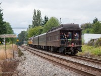 Bringing up the markers on the heritage train is CP business car Mount Royal. Patrons paid a substantive amount less to ride then those who pay thousands to ride the Royal Canadian Pacific luxury train. 