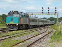 "New" VIA 6459 brings up the marker on a long weekend sized 76. The train is passing through Paris Jct bound for it's next station stop in Brantford. 