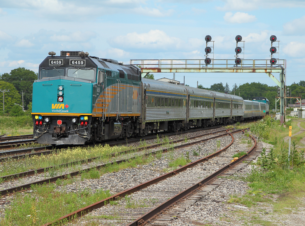 "New" VIA 6459 brings up the marker on a long weekend sized 76. The train is passing through Paris Jct bound for it's next station stop in Brantford.