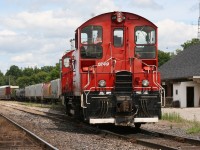 OSRX 1249-OSRX 1245 sit idling, while the crew breaks for lunch on the Ontario Southland Railway.