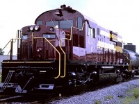 In June 1968 brand new RS-18 #6 sits outside the back gate of MLW awaiting delivery to the Quebec Iron and Titanium Railway.  This was most likely the last RS-18 built.