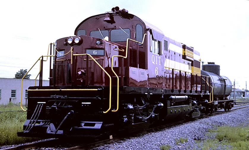 In June 1968 brand new RS-18 #6 sits outside the back gate of MLW awaiting delivery to the Quebec Iron and Titanium Railway.  This was most likely the last RS-18 built.