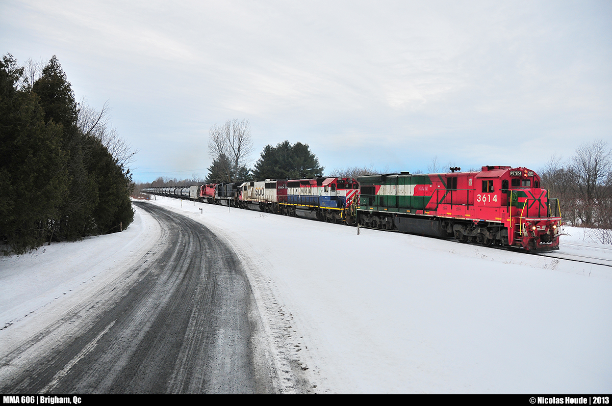 What a consist? A colorful consist pulls the crude oil unit at Brigham, Qc.