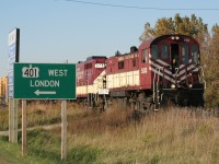 The OSR train is just about to duck under Highway 401 at Putnam Road, just south of Putnam, Ontario on the CP St. Thomas Sub.