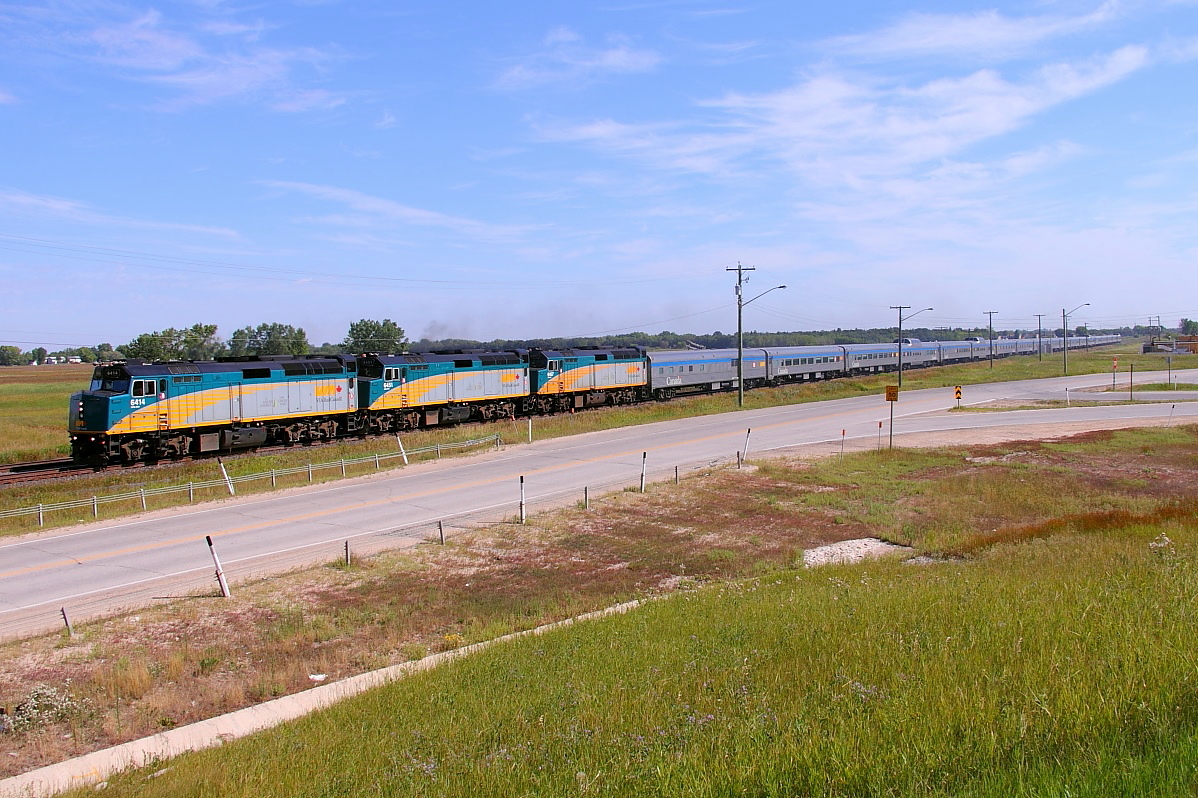 VIA's "Canadian" departs the Winnipeg area for points west.