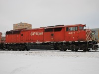 This CP Rail veteran is waiting for the word to begin the trip out west. The two GE's that were going to haul this train decided to be temperamental, so this all EMD power is what was used for the trip.