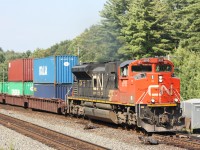 Once the tail end of CN 301 cleared the DRZ plant, X104, with a solo 8915, pulled out of South Parry, to begin the final leg of its journey to Brampton Intermodal Terminal.  X104 was to meet Q107 further south at Sparrow Lake.