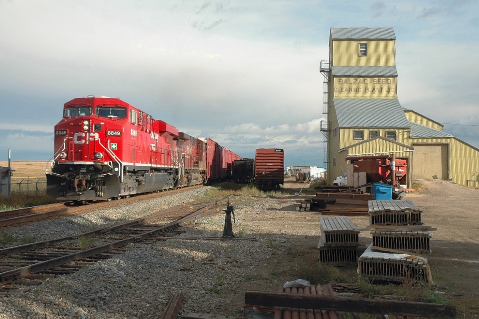 8849 is southbound through Balzac Alberta.  Sadly the Balzac Seed Cleaning elevator is now gone and replaced with a fenced off lumber yard.