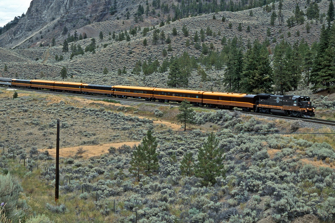 Another "Fallen Flag" of passenger/tourist trains.  BC Rail's "Whistler Northwind" which ran in 2001 and 2002 is seen at Glenfraser on it's southbound run towards Lillooet headed by GE B39-8 painted in it's own unique livery.