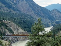 Another view of the Whistler Northwind, headed by GE B39-8 BCOL 1700 as it crosses the Fraser River on it's approach to Lillooet