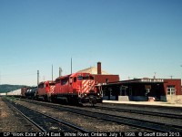 "Work Extra" CP 5774 East has just come off the CP Heron Bay subdivision and entered the yard in White River, Ontario where they will perform a crew change before continuing east on to Sudbury.