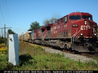 CP train #240, with 8612 on the point and a HUGE train, is passing through Belle River, but is only running at 25mph due to 'non-compliance' power related issues.  The train will continue, restricted to 25mph, until they are able to get into a siding and remarshall the power.