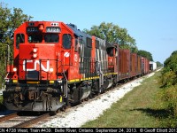 CN train #439 rolls into Belle River as it makes it's return trip to Windsor from London after a long day of work.