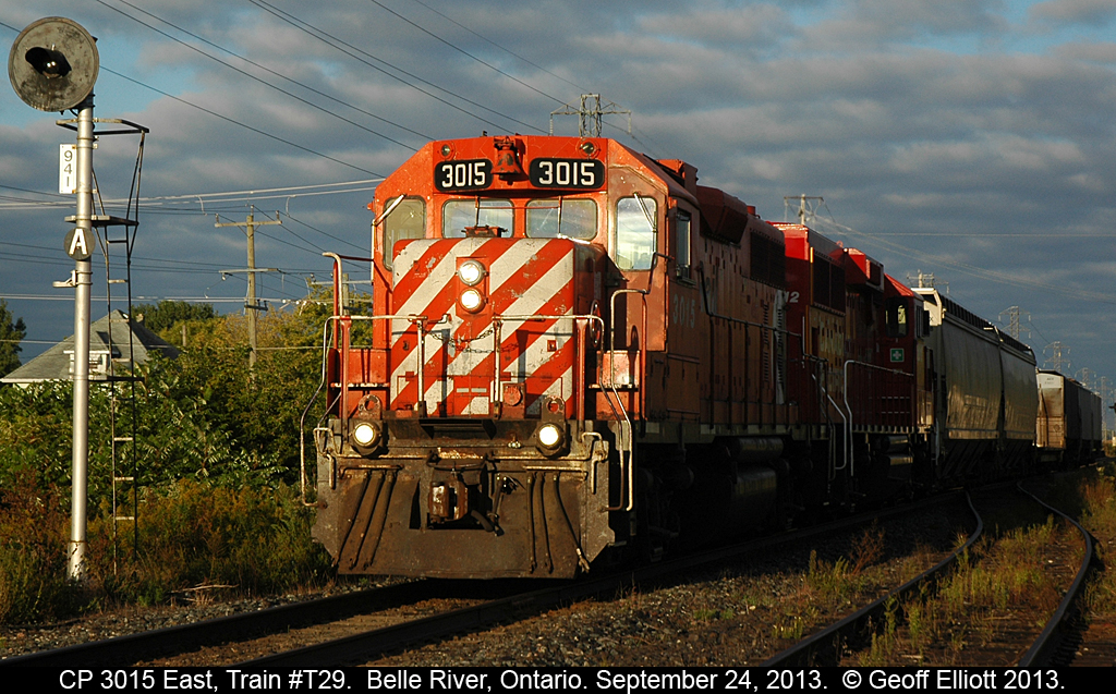 T29 heads out in the early morning light of Fall as it makes it's run to Chatham to do it's daily switching duties.