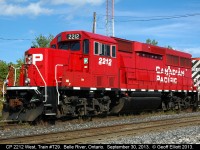 CP GP20C-ECO #2212 commands the "Chatham Wayfreight" as it sits in the hole waiting on another 10,000+ foot long 142 to pass. Once 142 clears, 2212 will throttle up and complete it's run back to Windsor, before starting the whole process over again tomorrow morning.