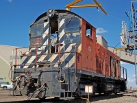 Canadian Fertilizer's SW8 rests on the service track after a long week of work. This unit was built 6/1951 as CP 6706, sold to Canadian Fertilizer 1/1990. I was told by staff that the unit is due for replacement in 2015. Thanks to the friendly staff for letting me inside the facility to take pictures. 