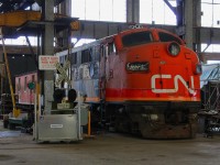 A little rough around the edges but still a beautiful treasure with a lot of character! I think we can all appreciate an F Unit no matter what shape it's in and this is no exception. Being that they were very slightly before my time, to see them either in a museum or operating it is a wonderful experience. I just hope she can hold onto her CN noodle and Zebra Stripes for a while more. Far too much equipment has been painted into the short lived, old fashioned, Green/Gold/Black scheme, in most cases unprototypically. 