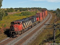 CN 5503 leads 5682 and 149's train through Lovekin, Ontario. 1518hrs.