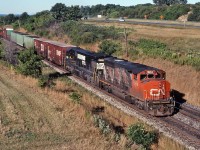 CN 332 climbs the grade out of Bayview with CN 9653 and NS 8081.