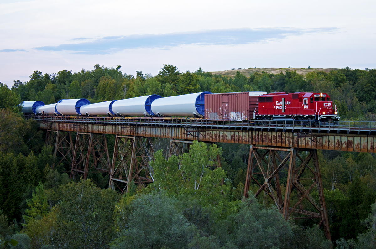 For what it's worth, here's the so called "stored" 6248 hauling windmill sections over Cherrywood. It took these guys 2 hrs and 50 min to cover 30 miles of track on the Belleville Sub. Needless to say, it left a few foamers sitting at Cherrywood rather unhappy!