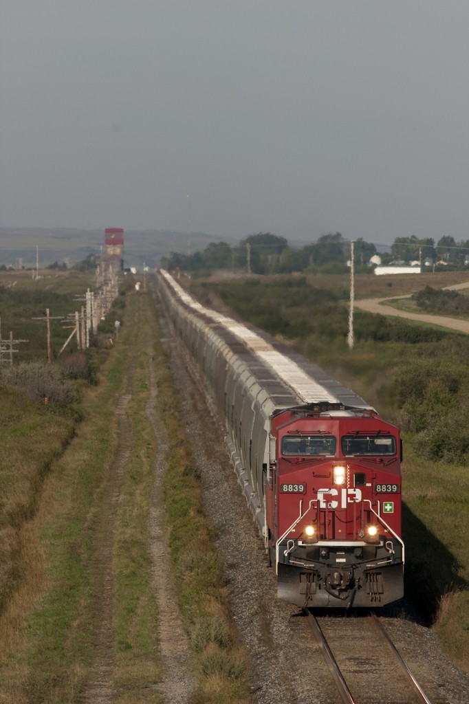 Westbound unit potash train. The red elevator in the background is now gone....